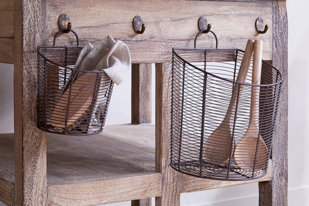 Inkollu Wall Hung Baskets - Aged Brass - (Set of 2)