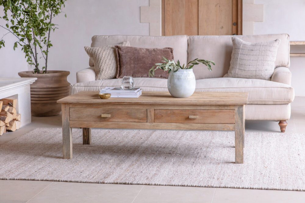 Laali Grooved Mango Wood Coffee Table - Natural