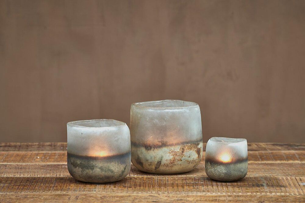 Ngolo Tealight Holder - Aged Smoke- small