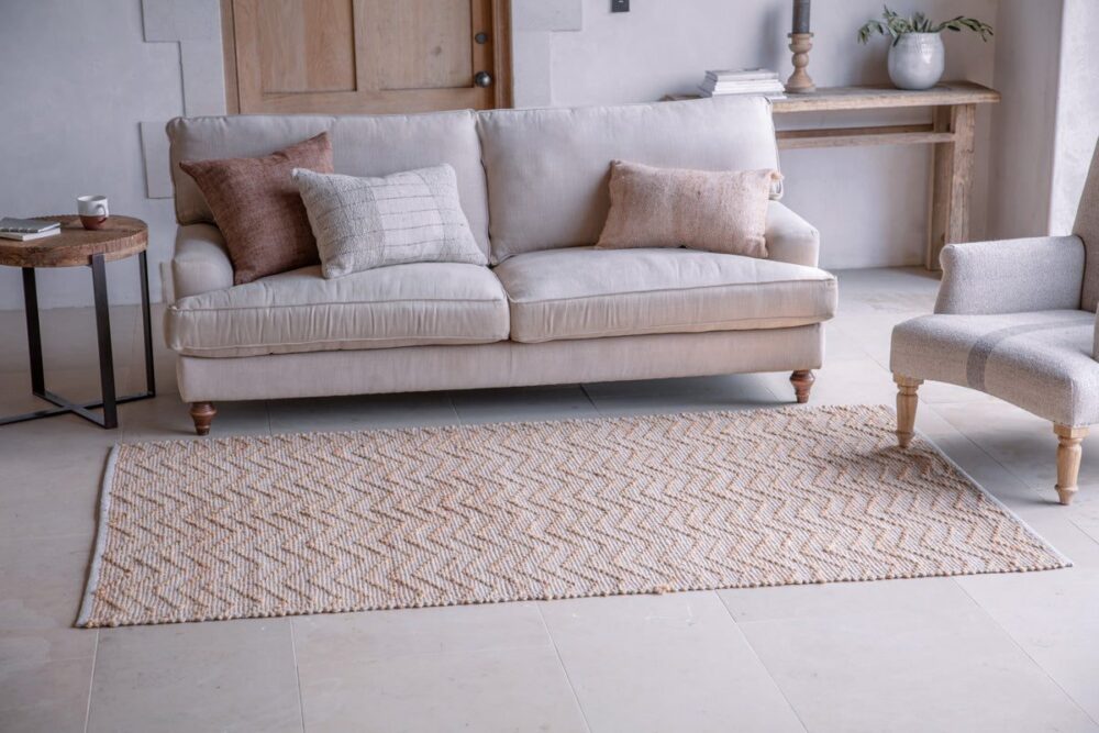 Nabami Chevron Jute Rug - Natural - 200 x 300 cm