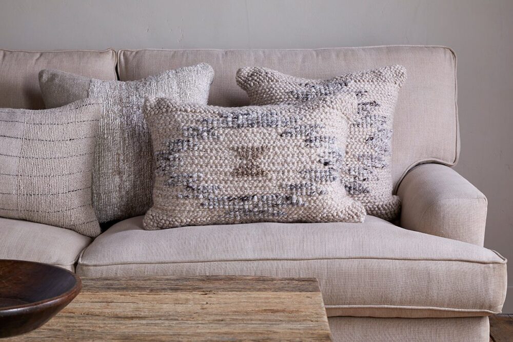 Tendai Cotton & Wool Cushion Cover- Natural - Rectangle 60x 40cm