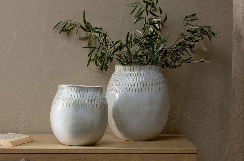 Anjuna Reactive Glaze Ceramic Vase - Off White - Small